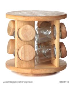 جا ادویه چوبی چرخشی 8 تایی با استند چوبی جسیکا