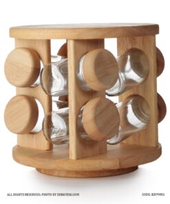 جا ادویه چوبی چرخشی 8 تایی با استند چوبی جسیکا