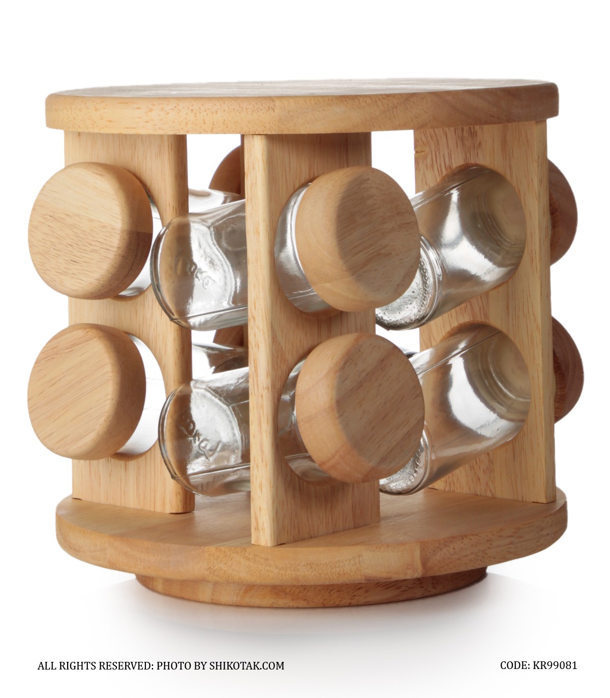 جا ادویه چوبی چرخشی 8 تایی با استند چوبی جسیکا