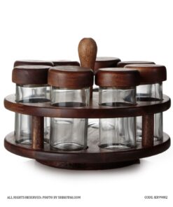 جا ادویه چوبی گردان 8 تایی با استند چوبی باربارا