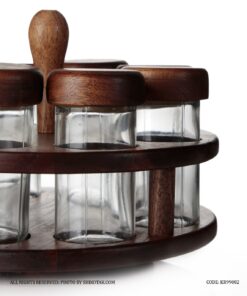 جا ادویه چوبی گردان 8 تایی با استند چوبی باربارا