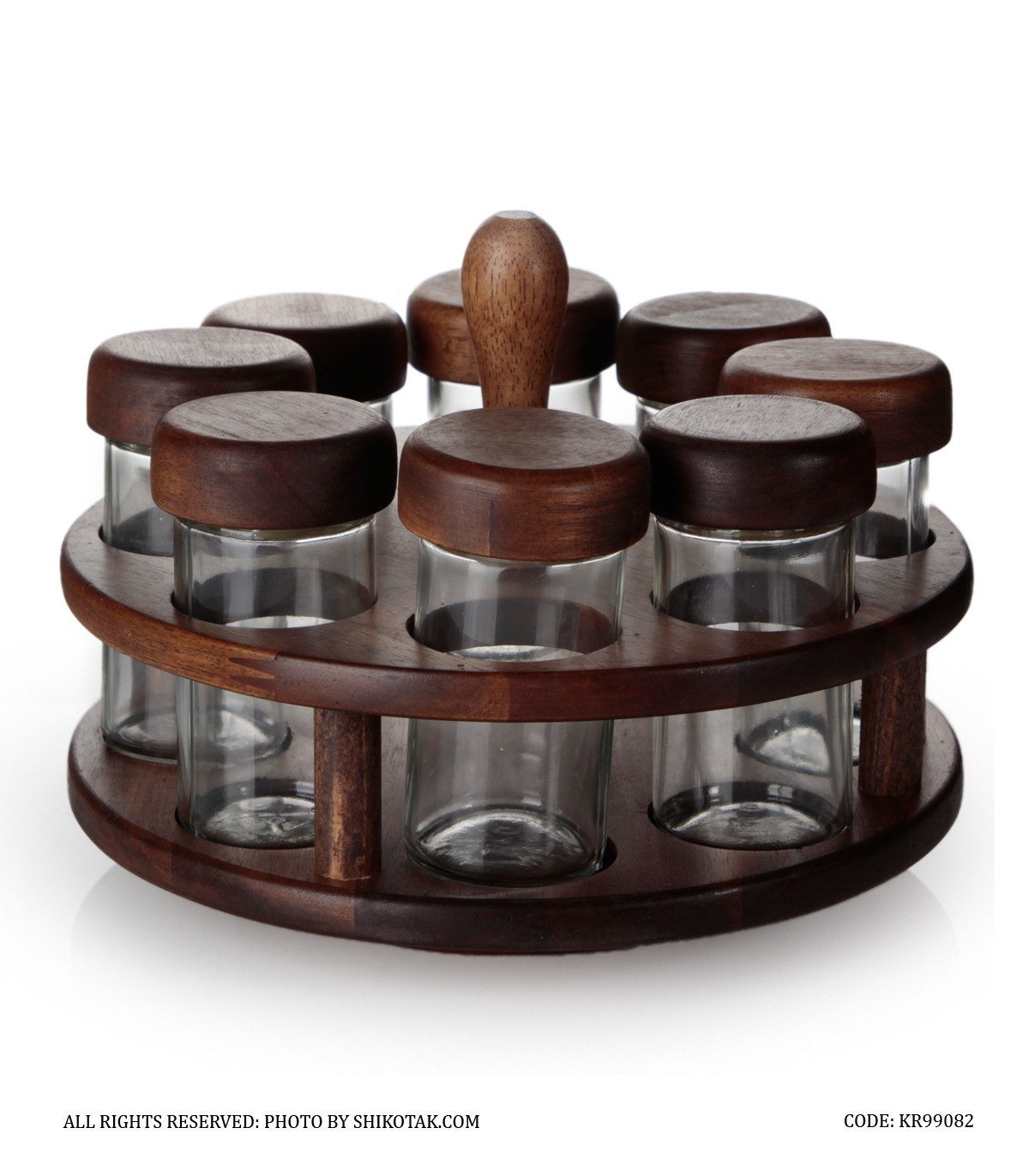 جا ادویه چوبی گردان 8 تایی با استند چوبی باربارا
