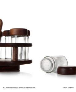 جا ادویه چوبی گردان 8 تایی با استند چوبی باربارا