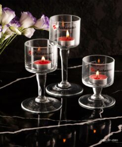 ست جاشمعی شیشه ای پایه دار  سه عددی ملکا