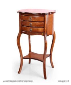 میز تلفن چوبی بیضی سه کشو مدل 115