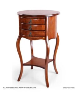 میز تلفن چوبی گرد سه کشو مدل 116