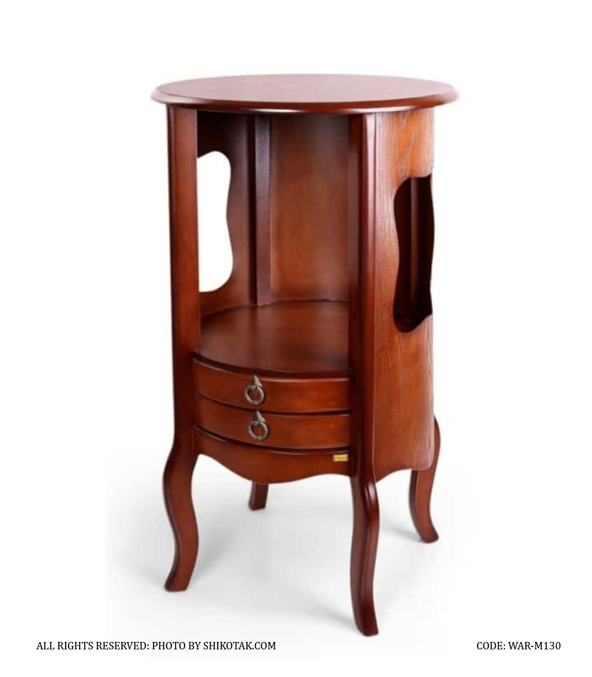 میز جاکتابی و میز آباژور گرد دو کشو مدل130