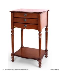 میز تلفن چوبی کلاسیک سه کشو پایه خراطی مدل 220