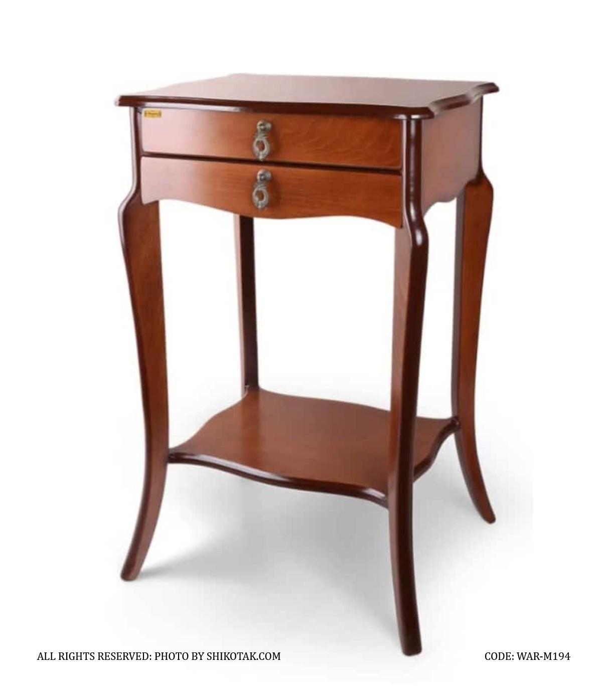 میز تلفن و گرامافون چوبی کلاسیک دو کشو مدل 194