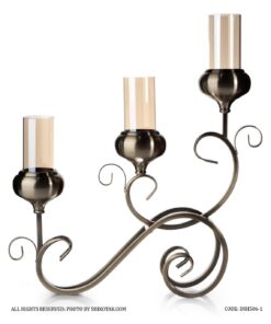 جاشمعی سه شعله مدل کالسکه ای برنزی