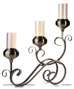 جاشمعی سه شعله مدل کالسکه ای برنزی