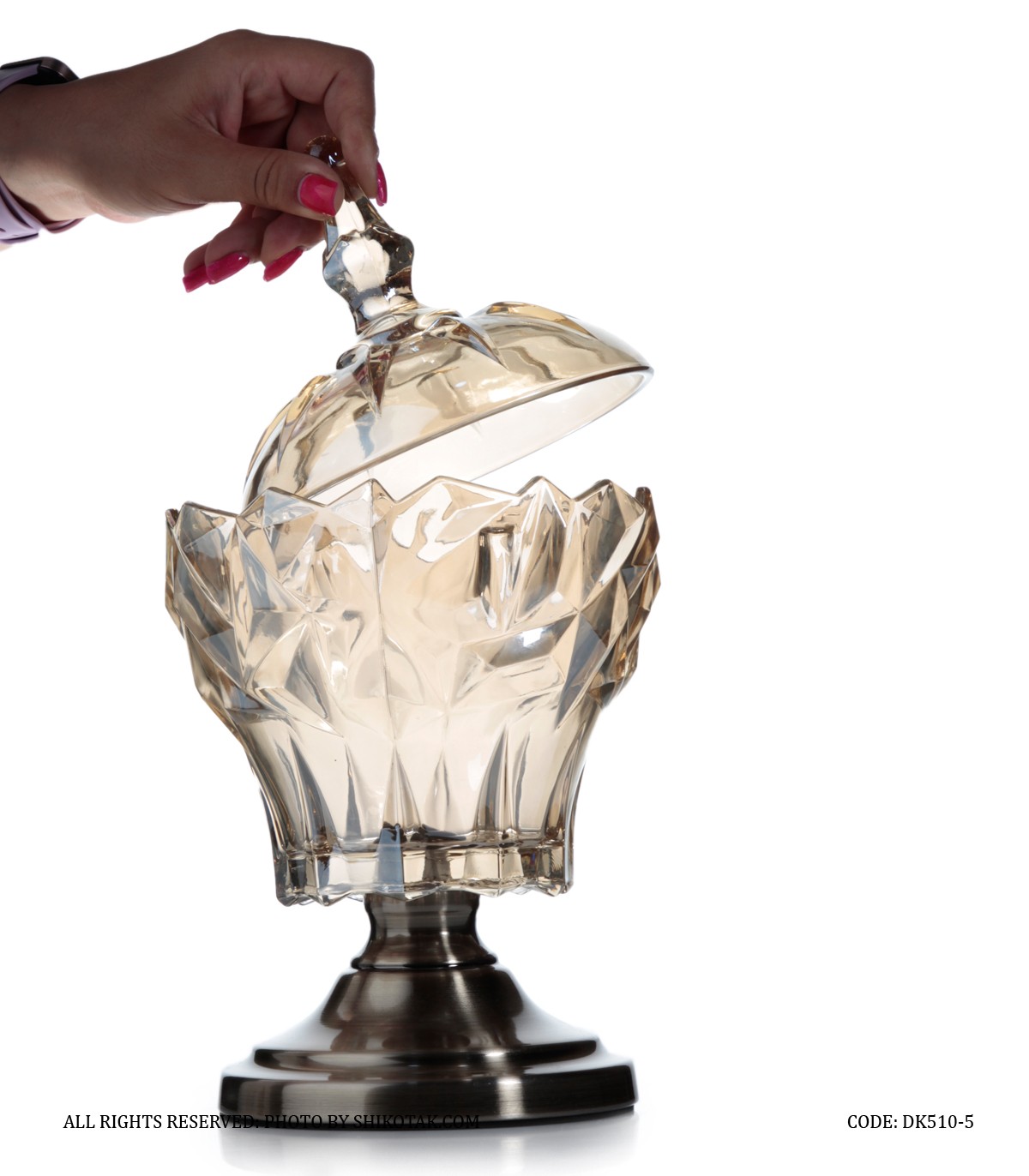 شکلات خوری پایه برنزی شامپاینی مدل شکفته