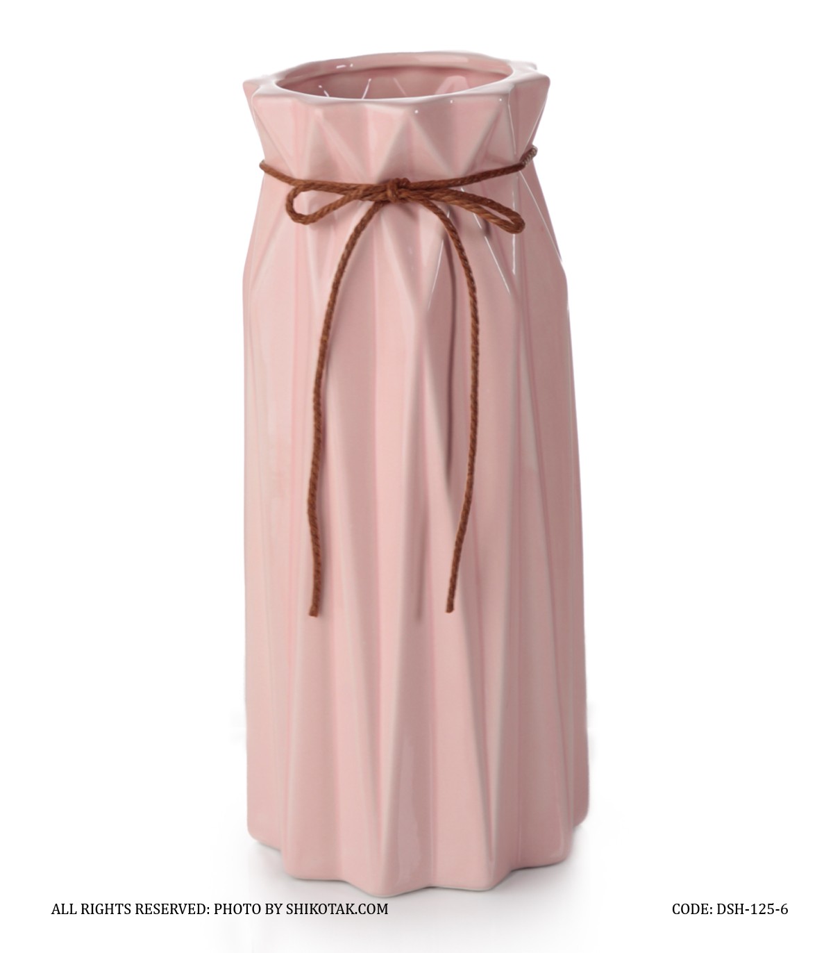 گلدان سرامیکی بلند صورتی