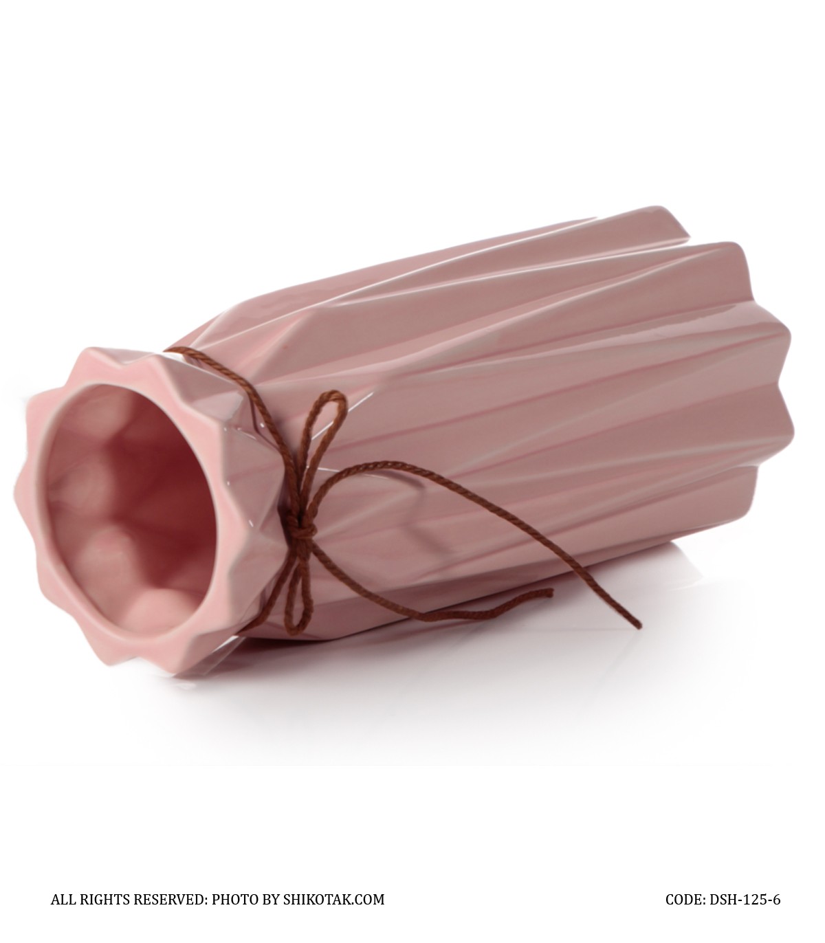 گلدان سرامیکی بلند صورتی