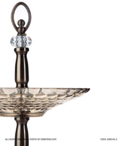 ظرف میوه خوری سلطنتی دو طبقه مدل توپی نگین دار