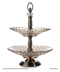 ظرف میوه خوری سلطنتی دو طبقه مدل توپی نگین دار