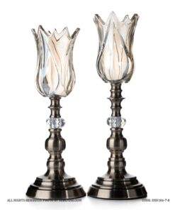 جاشمعی پایه برنزی کریستالی طرح لاله عباسی