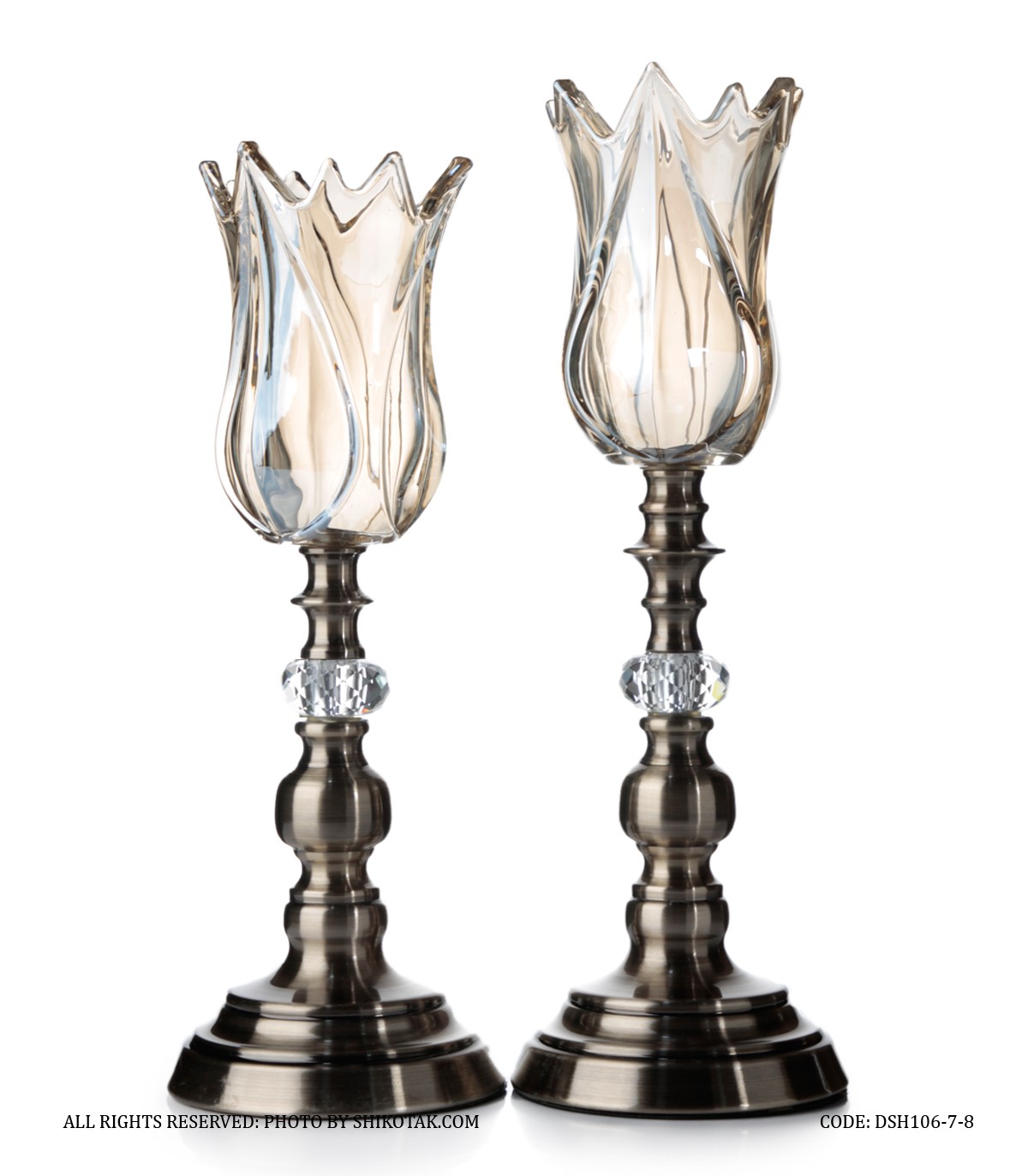 جاشمعی پایه برنزی کریستالی طرح لاله عباسی