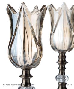 جاشمعی پایه برنزی کریستالی طرح لاله عباسی