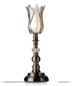 جاشمعی پایه برنزی کریستالی طرح لاله عباسی