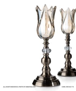 جاشمعی پایه برنزی کریستالی طرح لاله عباسی