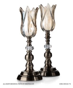 جاشمعی پایه برنزی کریستالی طرح لاله عباسی