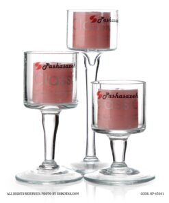 ست جاشمعی شیشه ای پایه دار  سه عددی ملکا