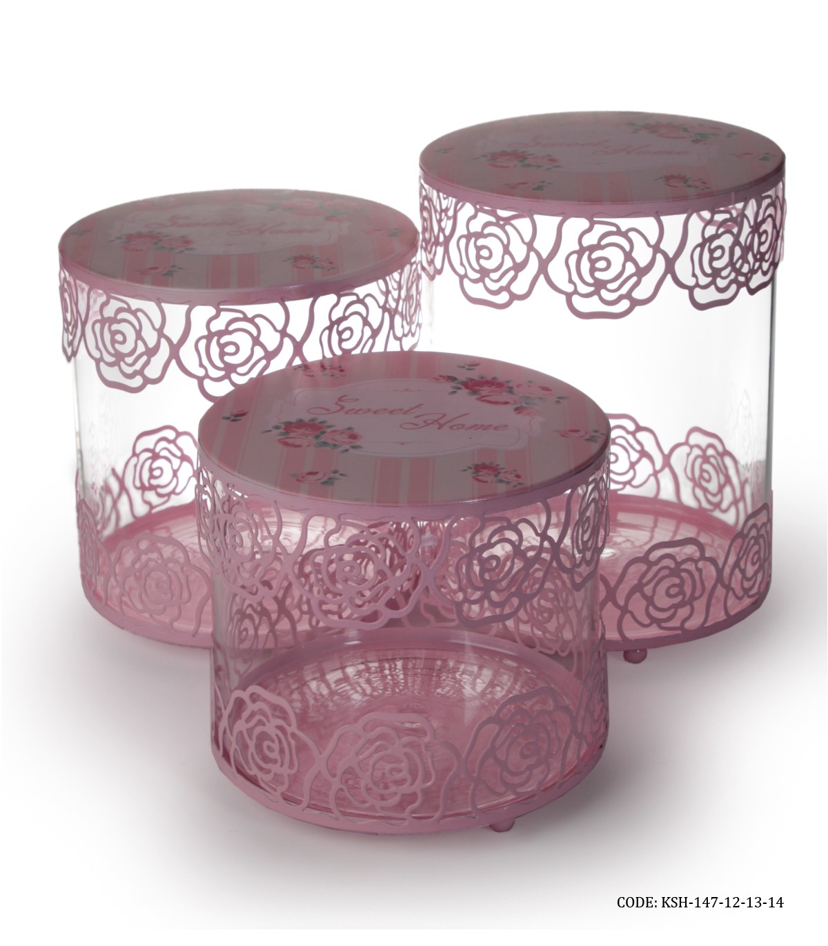 ست کندی باکس شیشه ای صورتی Sweet Home