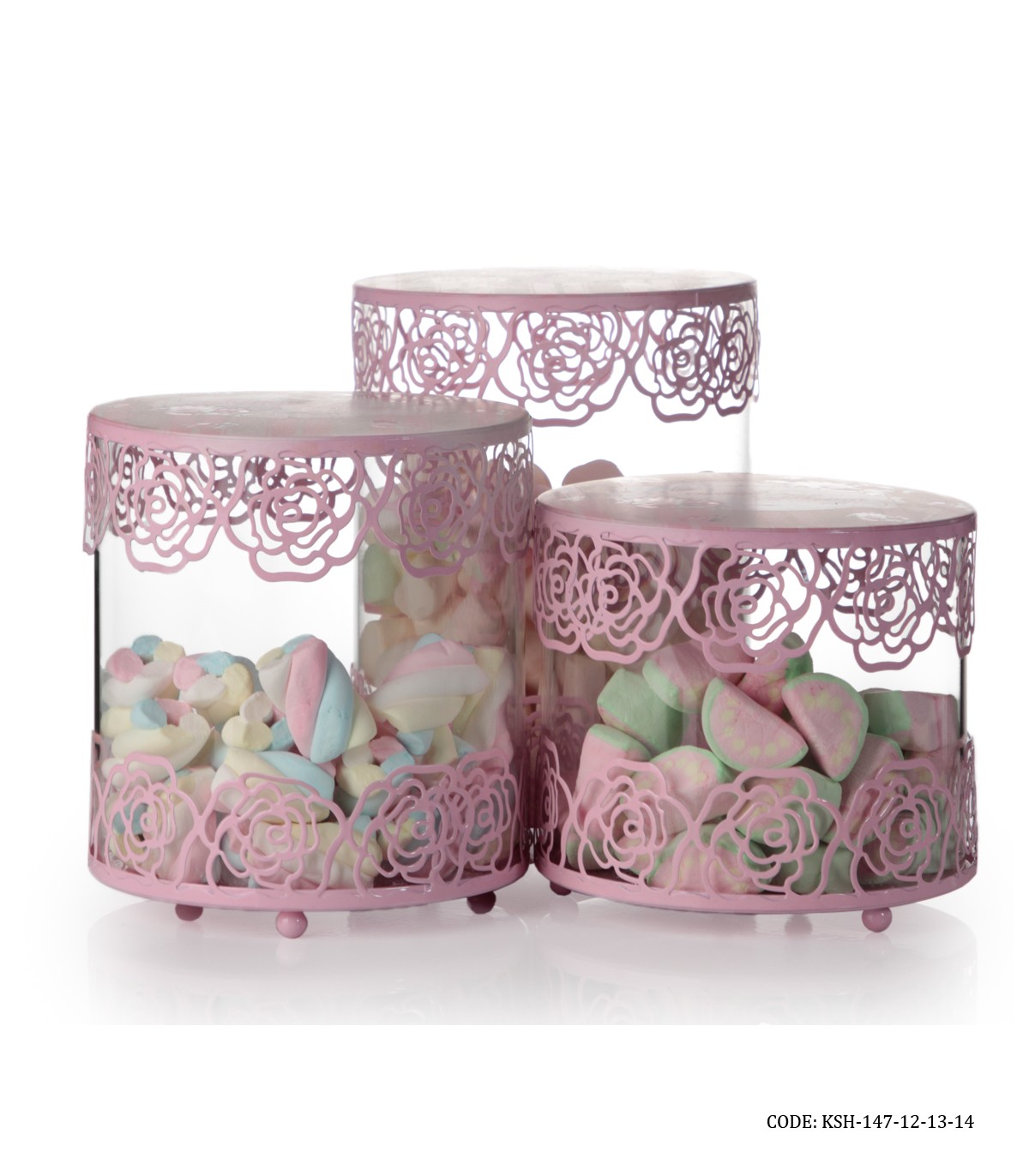 ست کندی باکس شیشه ای صورتی Sweet Home