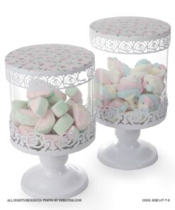 کندی باکس پایه دار سفید مدل Flowery