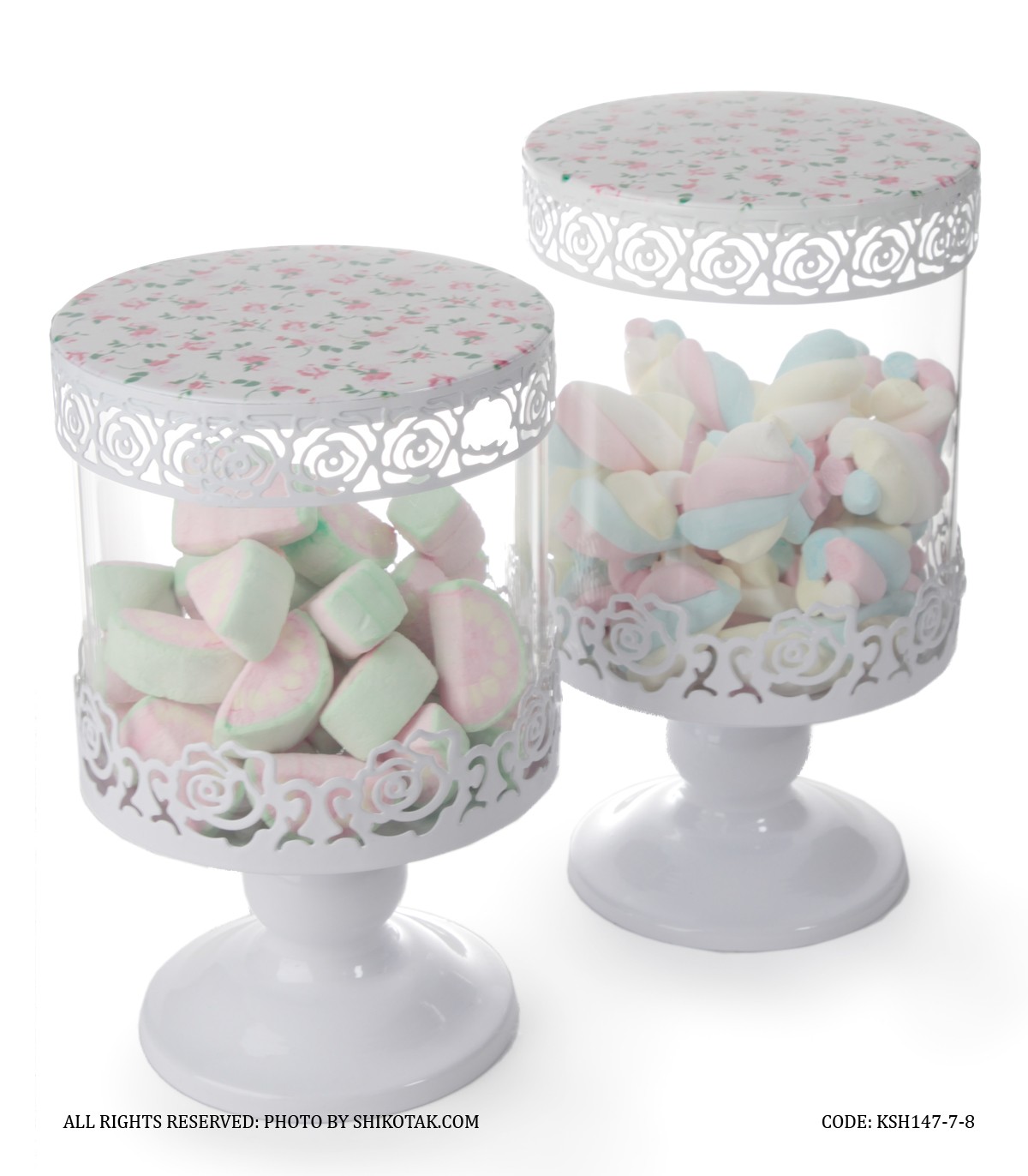 کندی باکس پایه دار سفید مدل Flowery