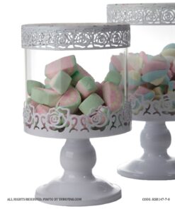 کندی باکس پایه دار سفید مدل Flowery