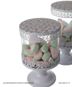 کندی باکس پایه دار سفید مدل Flowery