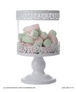 کندی باکس پایه دار سفید مدل Flowery