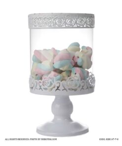 کندی باکس پایه دار سفید مدل Flowery