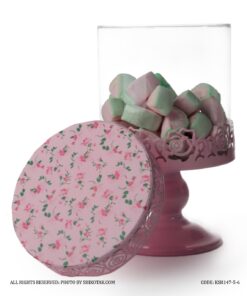 کندی باکس پایه دار صورتی لبه توری مدل Flowery