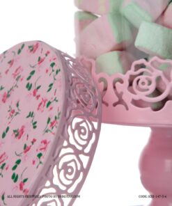 کندی باکس پایه دار صورتی لبه توری مدل Flowery