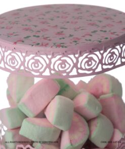 کندی باکس پایه دار صورتی لبه توری مدل Flowery