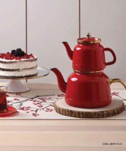 کتری قوری لعابی ترکیه ای برند AROW مدل آنیل قرمز