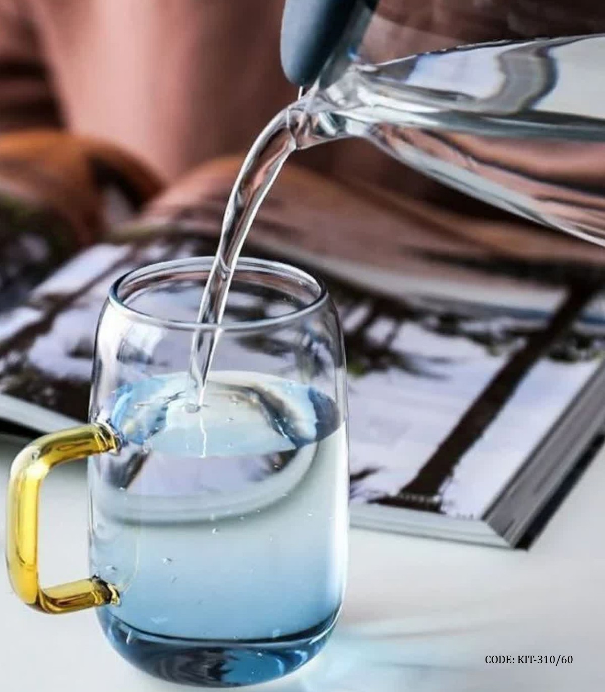 پارچ و لیوان پیرکس رنگی ترک مدل آیوان