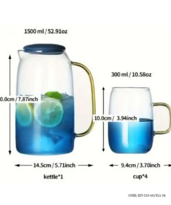 پارچ و لیوان پیرکس رنگی ترک مدل آیوان