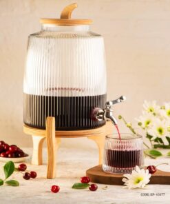 کلمن شیشه ای پایه چوبی  4.5 لیتری مدل لوتوس