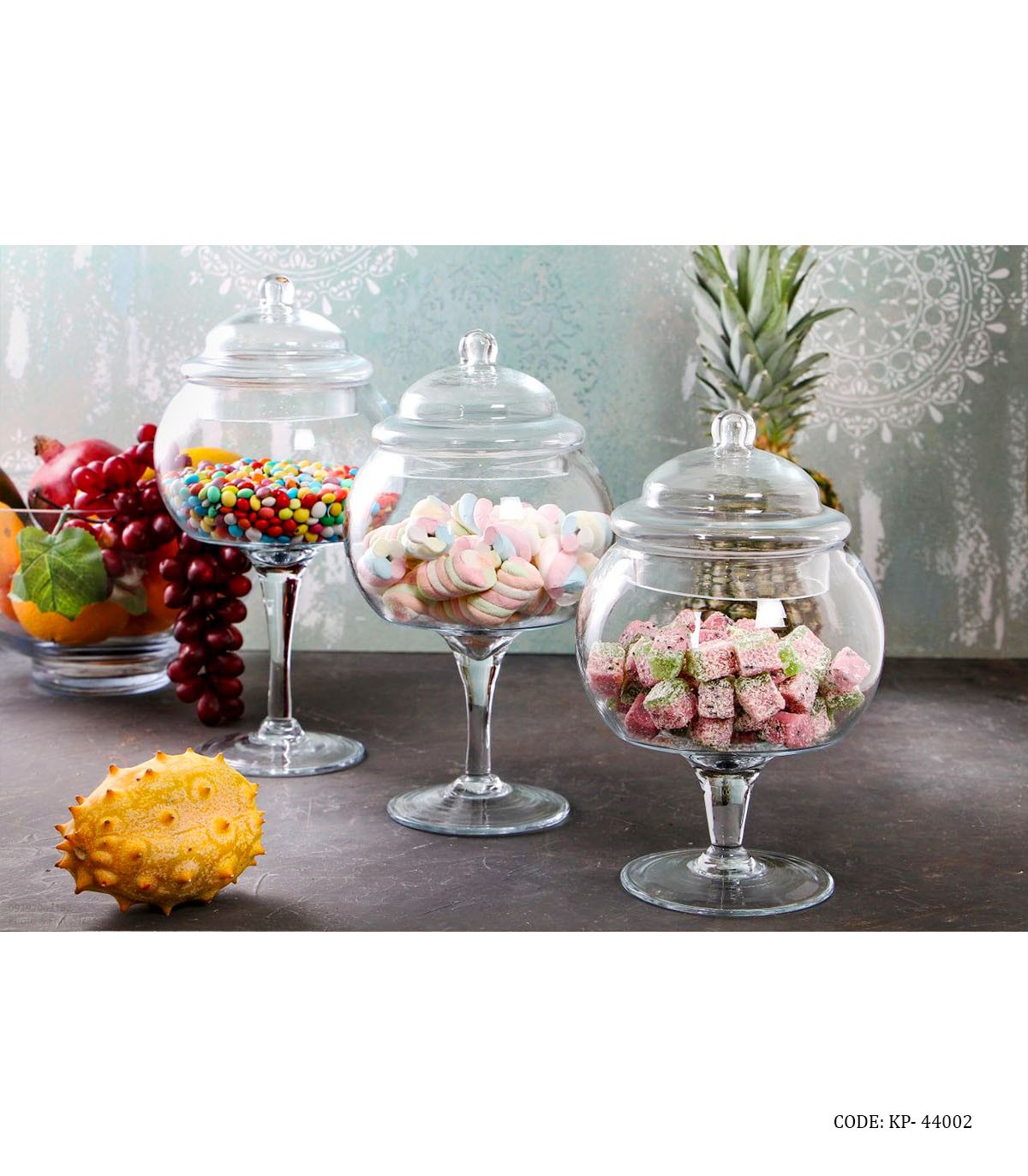 ست کندی باکس شیشه ای سه عددی فندق