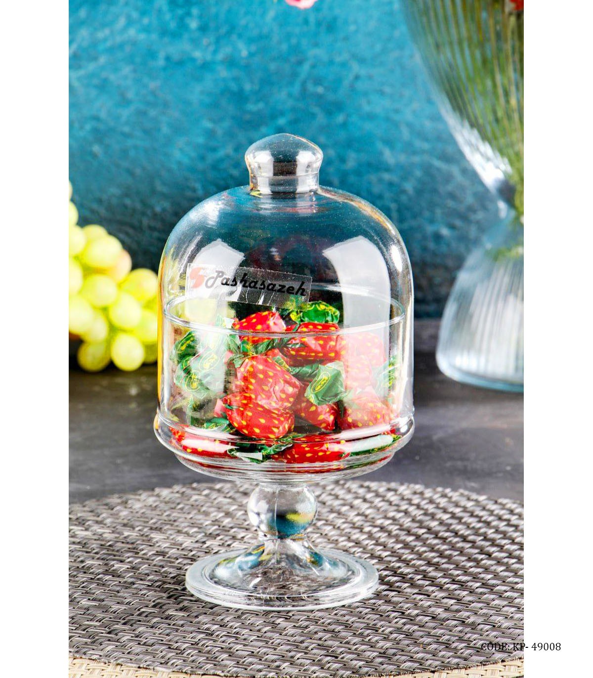 شکلات خوری پایه دار شیشه ای مدل پلاس