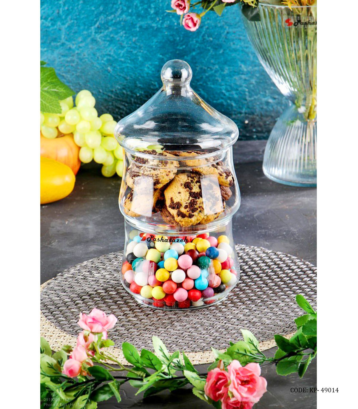 شکلات خوری دو طبقه بلوری مدل کاج