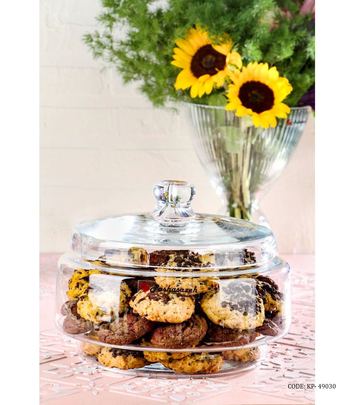 شکلات خوری کوکی بار شیشه ای گرد ساده