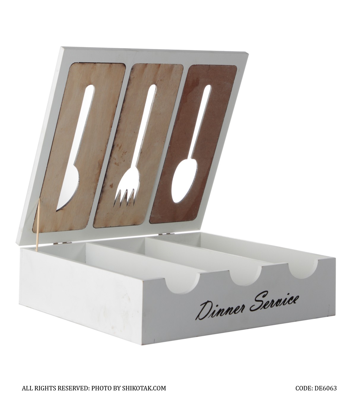 جا قاشقی چوبی سفید آشپزخانه