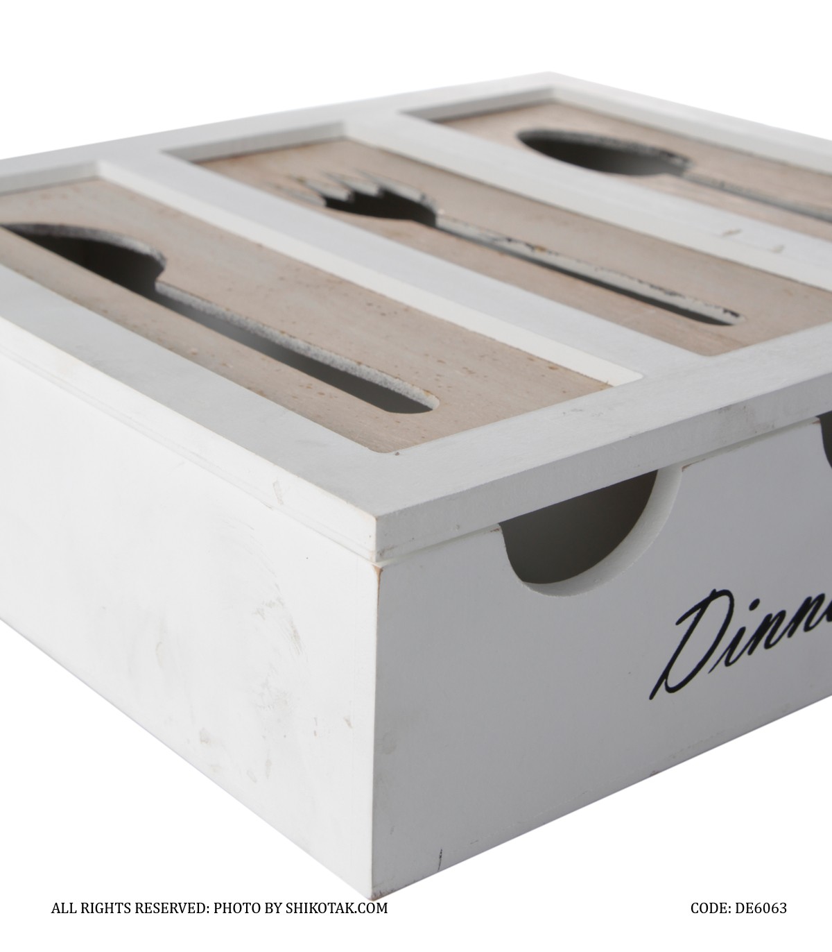 جا قاشقی چوبی سفید آشپزخانه