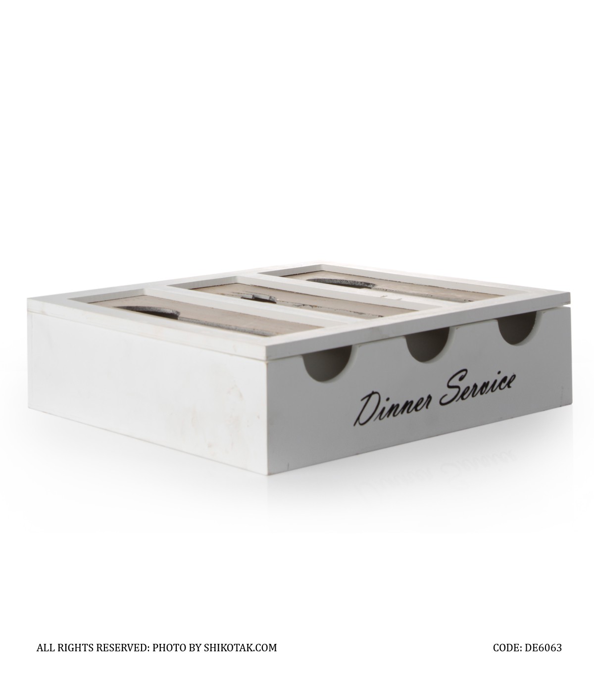 جا قاشقی چوبی سفید آشپزخانه