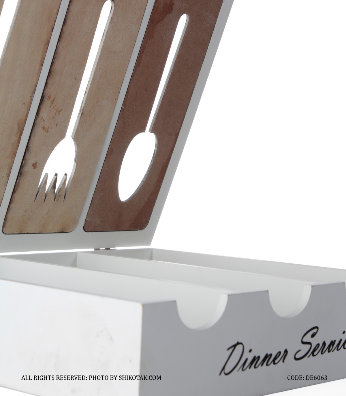 جا قاشقی چوبی سفید آشپزخانه